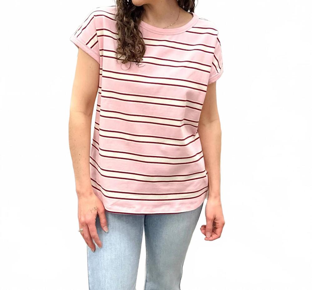 NEW STACCATO striped t shirt in pink & ivory
